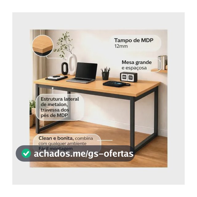 Mesa Escritório Industrial 150x60 Estrutura Ferro Reforçado Home Office