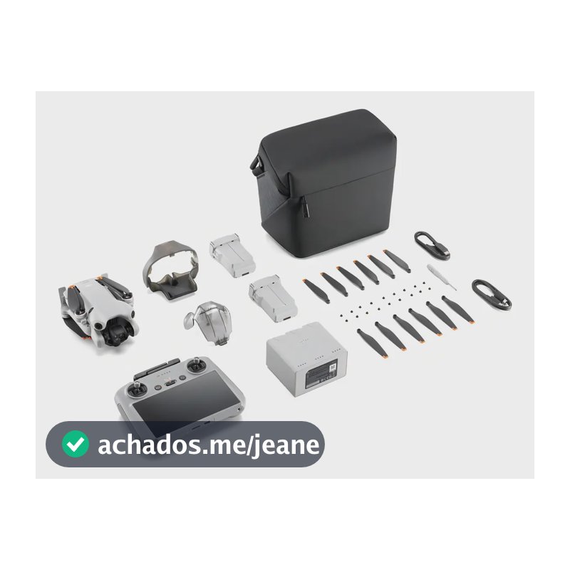 Drone Dji Mini 4 Pro Rc 2 Tela Combo Plus 3 Baterias 45 Min Cor Cinza
