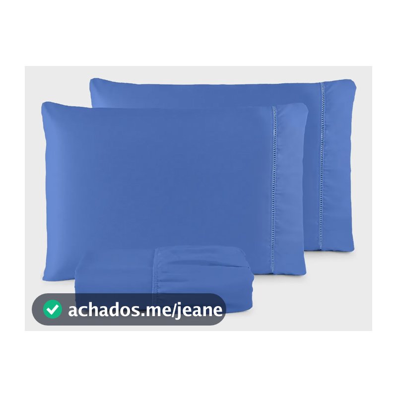 Jogo De Lençol Casal Padrão 3 Pçs 400 Fios C/ Elástico Hotel Azul Jeans