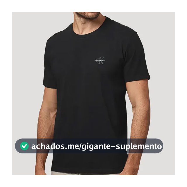 Camiseta Calvin Klein Jeans New Mono Logo Re Issue Preta Preta L/g