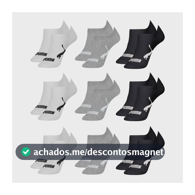 Kit 9 Pares Meias Puma Soquete Cano Curto Sapatilha Original
