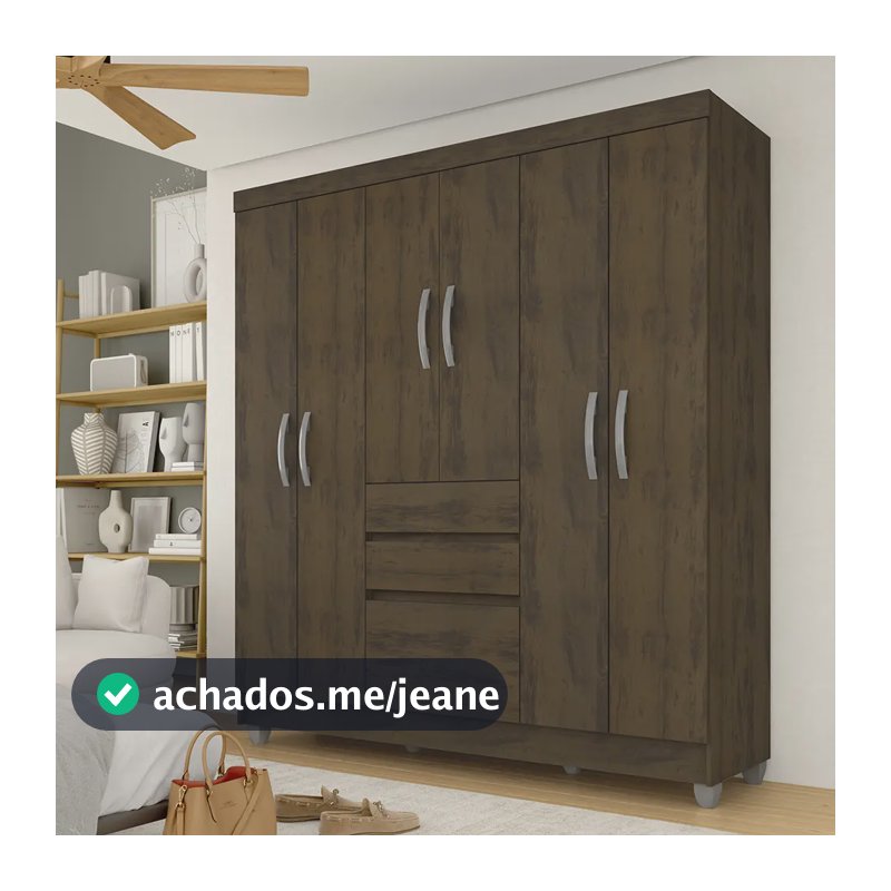 Guarda Roupa Lia 6 Portas Capuccino Móveis Arapongas