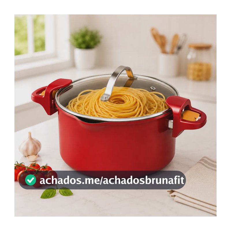 Panela Espagueteira Macarrão Maxchef Antiaderente 3 Litros Vermelho