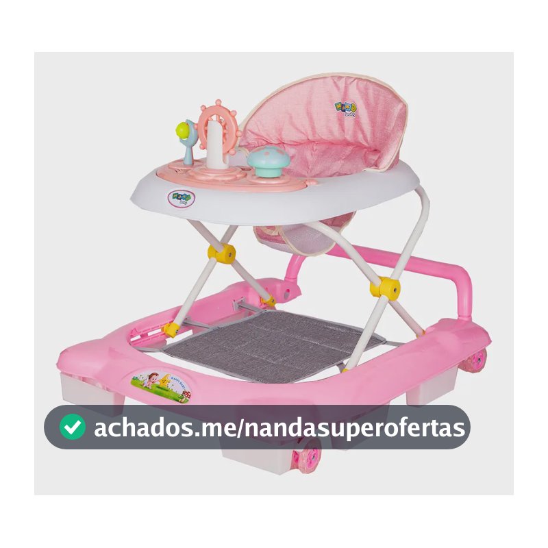 Andador Infantil Musical Para Bebê Empurrador Compacto 3 Ajustes de Altura La Bamba Maxi Baby - Rosa