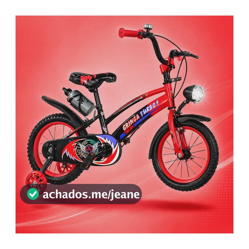 Bicicleta Infantil Aro 16 Vermelha Com Rodinhas Led E Farol Vermelho M
