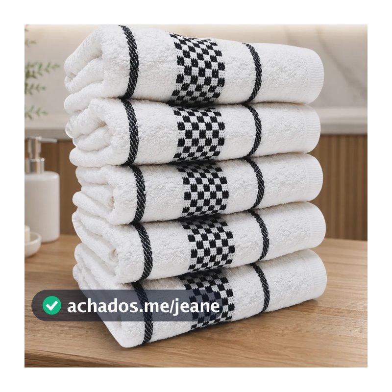 Pano Prato Atoalhado Felpudo Algodão Copa Cozinha Kit 05 Pç Branco Florido