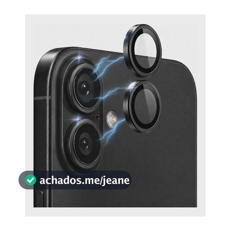 Kit Película Proteção Lente Câmera Para iPhone 16 16 Plus 17 Preto iPhone 16 / 16 Plus