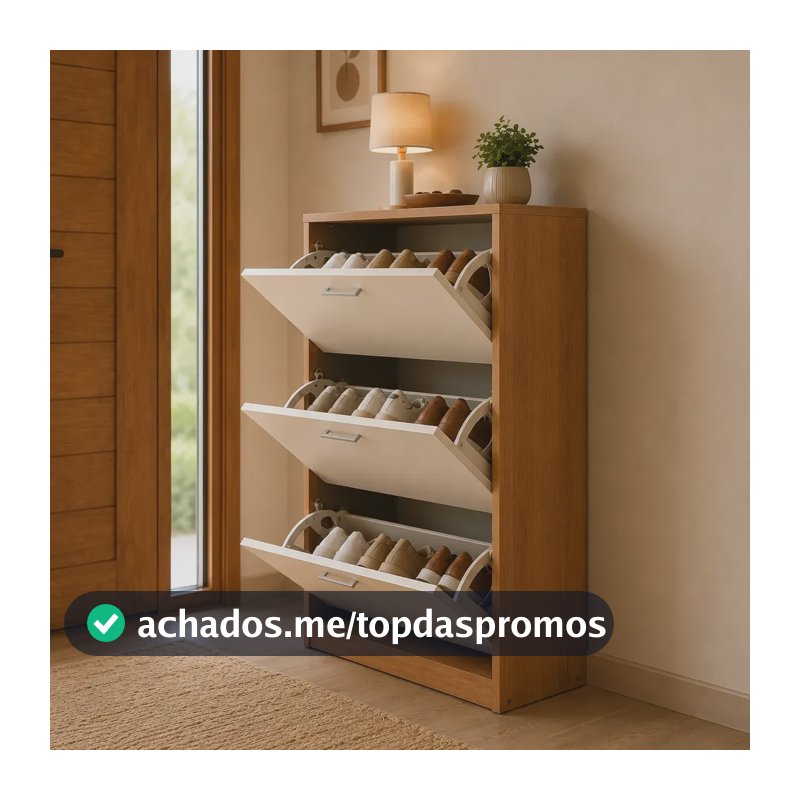 Sapateira Vertical Para Calçados Com 3 Portas Basculantes Off-white