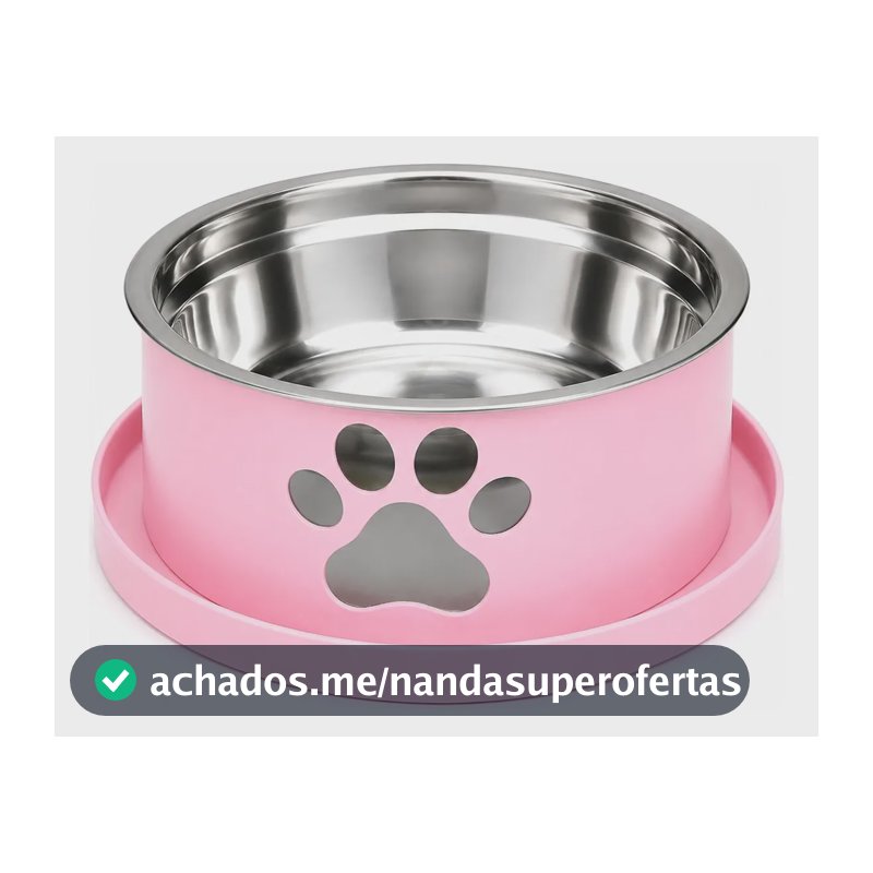 Comedouro Pet Anti Formigas Com Pote Inox Removível Para Cac 12v Rosa