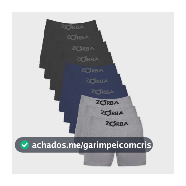 Kit 10 Cuecas Box Boxer Zorba Seamless Algodão Sem Costura