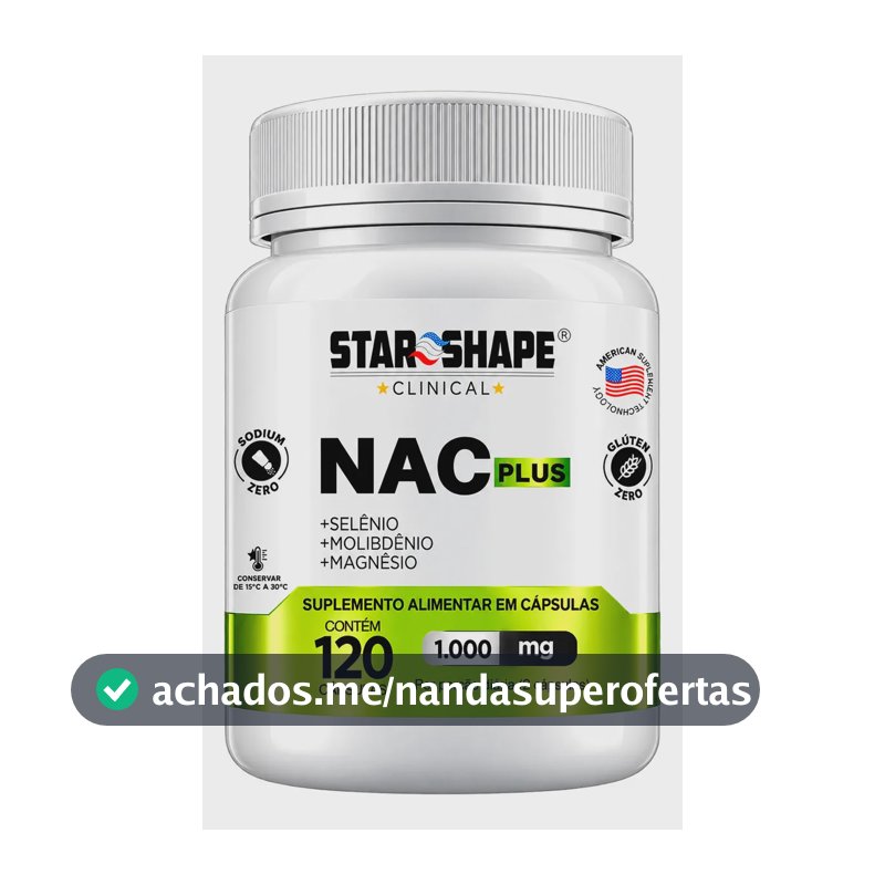 Nac N-acetil L-cisteina 1000 Mg, 120 Cap Star Shape Sem Sabor