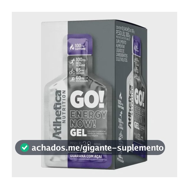 Suplemento em gel Atlhetica Nutrition Energy Gel Carboidratos sabor Açaí com guaraná x 30g 10 un