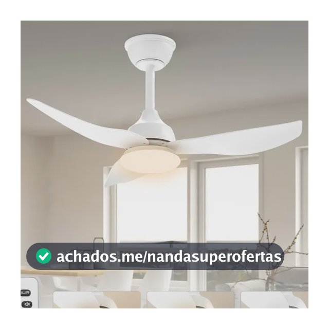 Ventilador de Teto FANSVENTO 91 cm com Luz LED e Controle Remoto, Bivolt