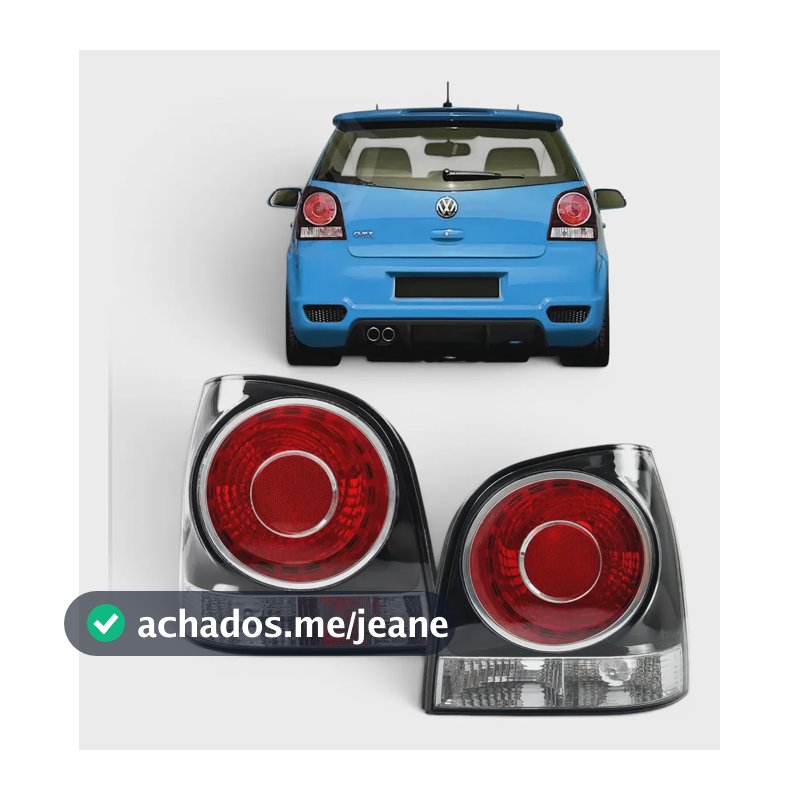 Par Lanterna Traseira Vw Polo Hatch 2007 08 09 A 2014 Fumê Ambos Lados Vermelho