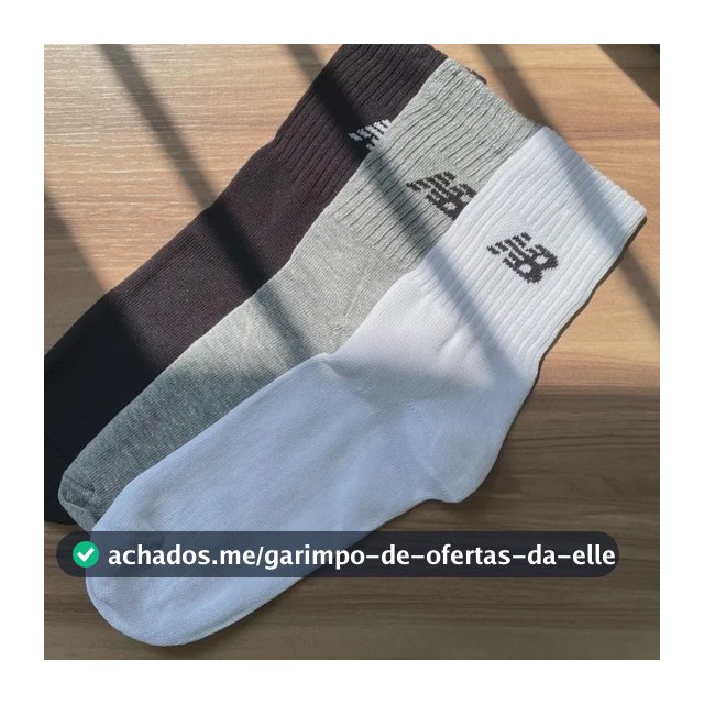 Kit 3 Pares Meias New Balance Cano Longo De Algodão Original Branco-mescla-preto 39/42