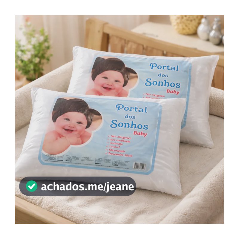 2 Travesseiro Bebê Infantil Criança 30x45 Antialérgico Macio Branco