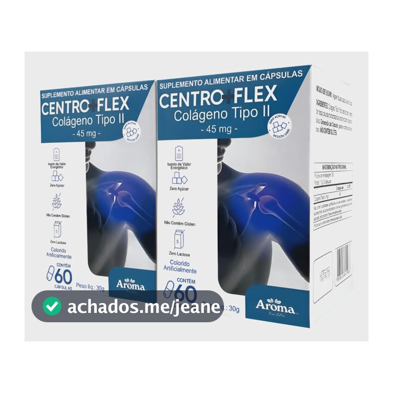Centro+flex Colágeno Tipo 2 45mg 120 Cápsulas - Combo Duplo  Sem Sabor