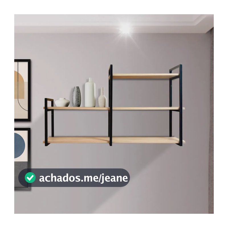 Prateleira Industrial Moderna Flutuante Para Decoração Casa Amadeirado
