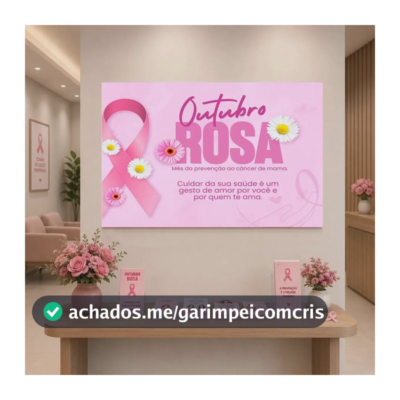 Painel Outubro Rosa Retangular Campanha de Conscientização Saúde da Mulher Câncer de Mama Decoração Em Tecido