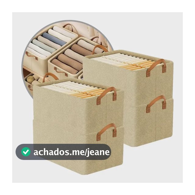 Kit 4 Cesto Caixa Organizadora Dobrável Guarda Roupa Grande