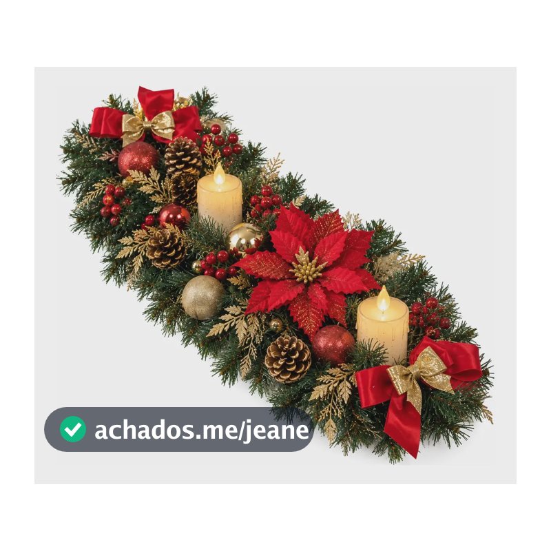 Centro De Mesa Natalino Com Vela Led Arranjo Decoração Natal Vermelho Natal Não Tem 1 Ml