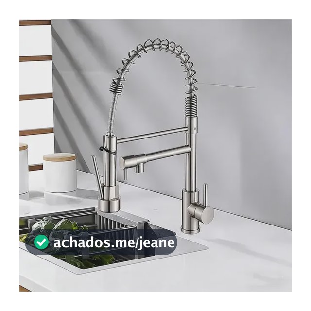 Torneira Monocomando Cozinha Gourmet Para Pia Bancada Flexivel Cor Inox 304 Escovado Prateado +60cm Tubo