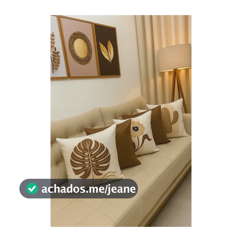 Kit 5 Capas De Almofadas Decorativas 45x45 Tecido Suede Marrom Flores