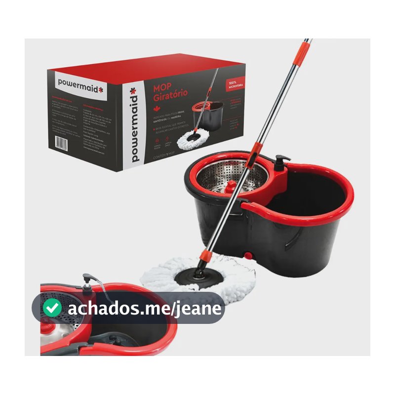 Mop Giratório Balde Plástico Cesto Inox Limpeza Esfregão 360 Cor Cinza-escuro