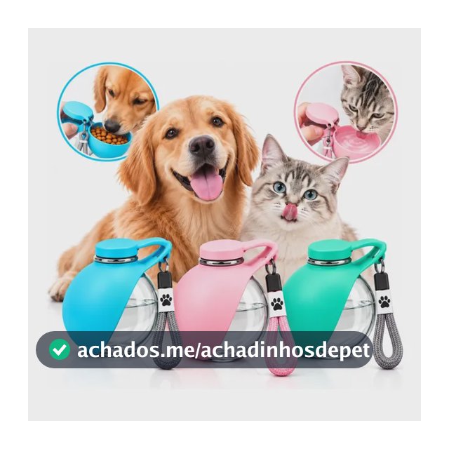 Garrafa Portátil Pet 2 Em 1 Água E Ração Cachorro Gato 290ml 127/220v Verde-claro