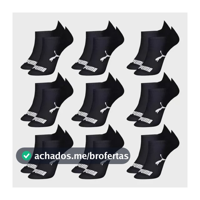 Kit 9 Pares Meias Puma Sapatilha Cano Baixo Algodão Original