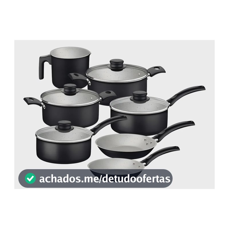 Jogo Panelas 7 Peças Turim Tramontina Antiaderente Alumínio Cor Preto