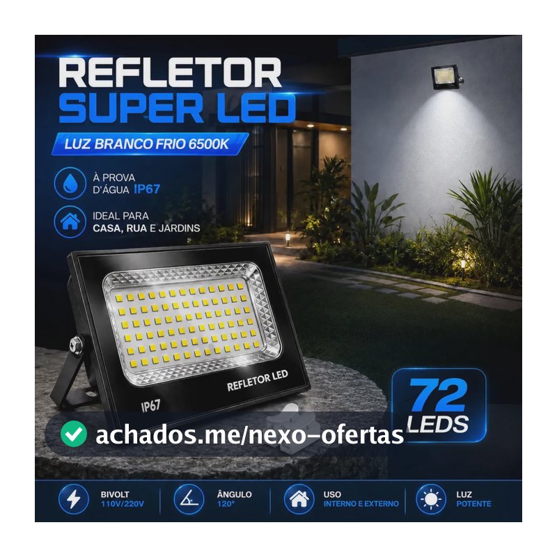 Refletor LED 300W VERUNTO Branco Frio 6500K Bivolt para Área Externa IP67