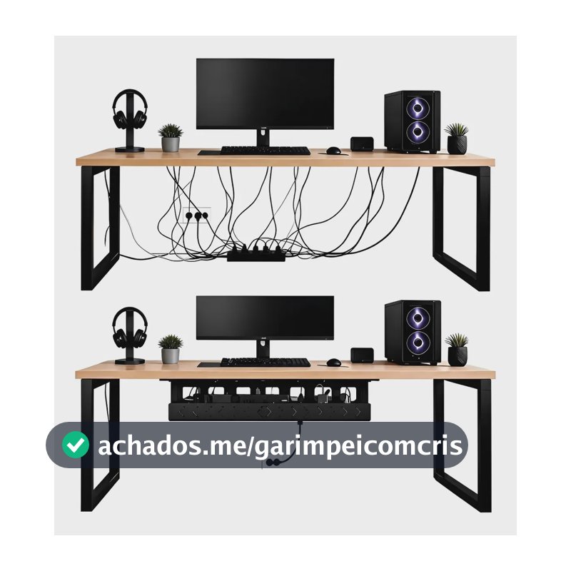 Organizador De Fios E Cabos Baixo Mesa Oculto 0,4 Mt Gamer Preto