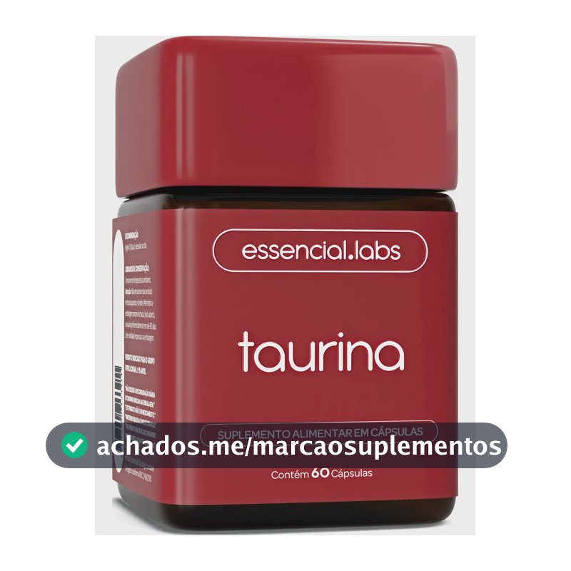 TAURINA com 1000mg por Dose - Fórmula Exclusiva com Máxima Concentração e Absorção - 60 Cápsulas