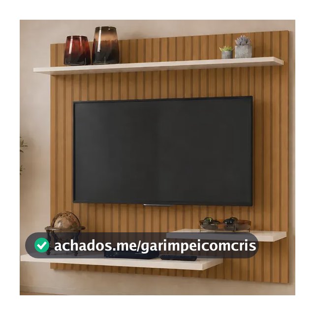 Painel Para Tv 32 Moderno Suspenso 90x90cm Com 3 Prateleiras