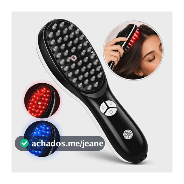 Escova Capilar Massageadora 4 Em 1 Led Vapor Terapêutica Preto