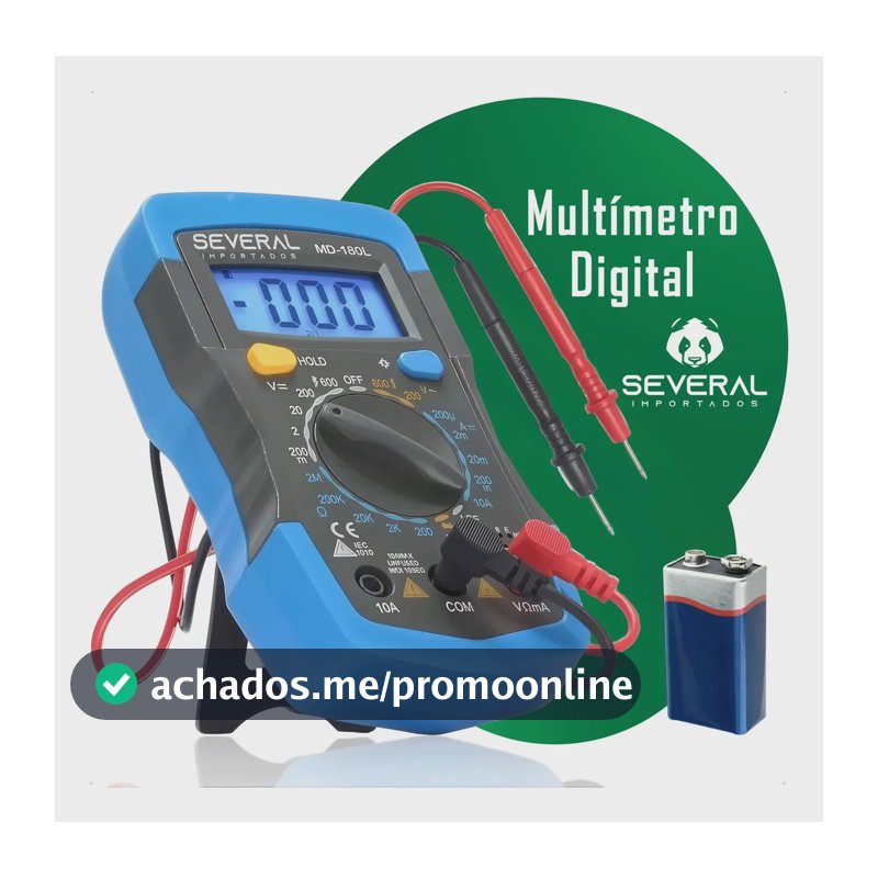 Multímetro Digital Profissional Several Importados Multifunções Display LCD Portátil Com Bateria 9v