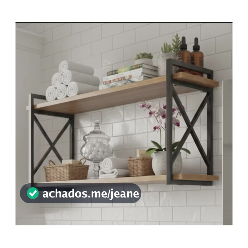 Nicho Prateleira Suspensa Industrial Parede Cozinha Banheiro Preto