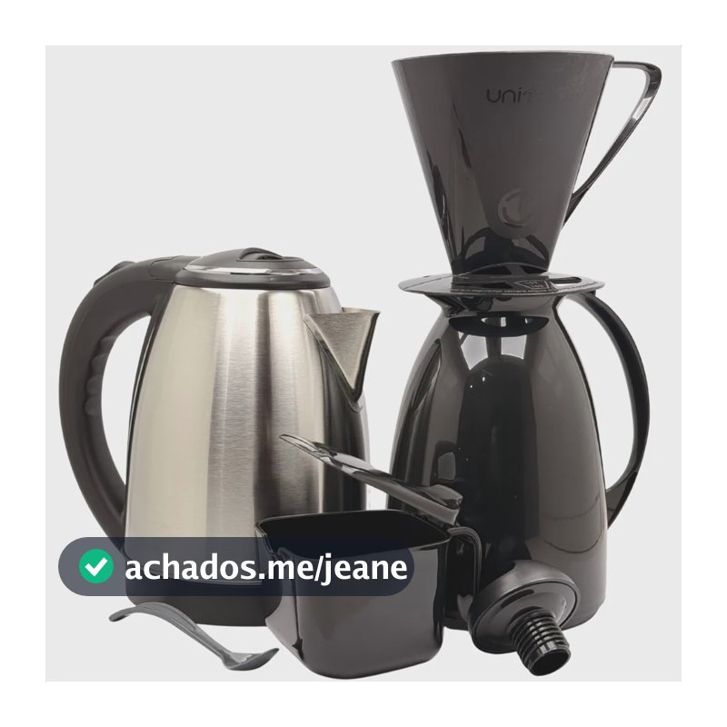 Kit Café Prático Chaleira Inox + Garrafa Térmica Filtro Pre Preto 220/240 V