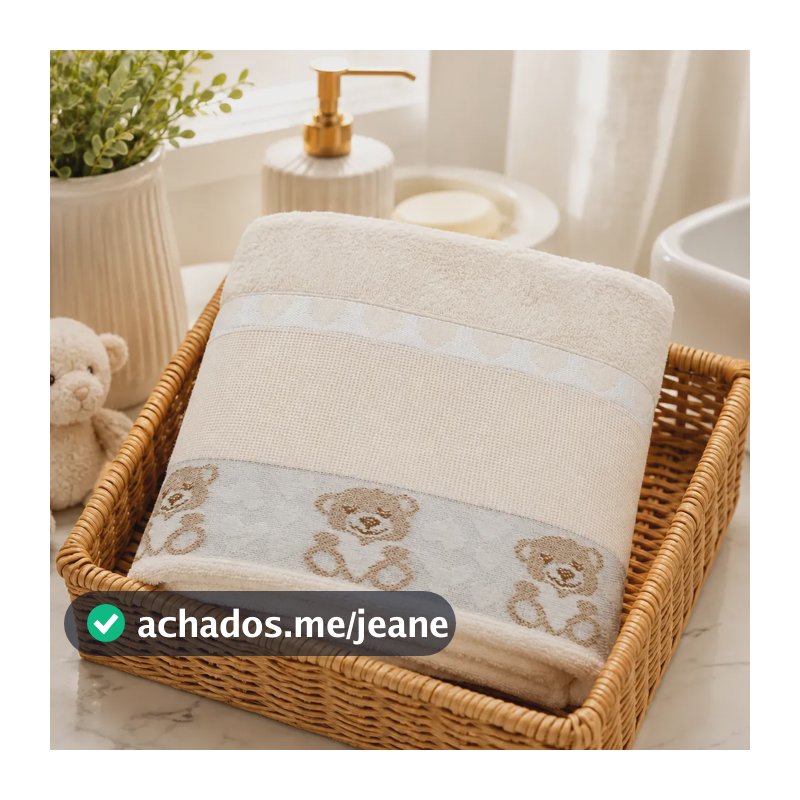 Toalha De Banho 100% Algodão Infantil Personagens Kids Baby Bege