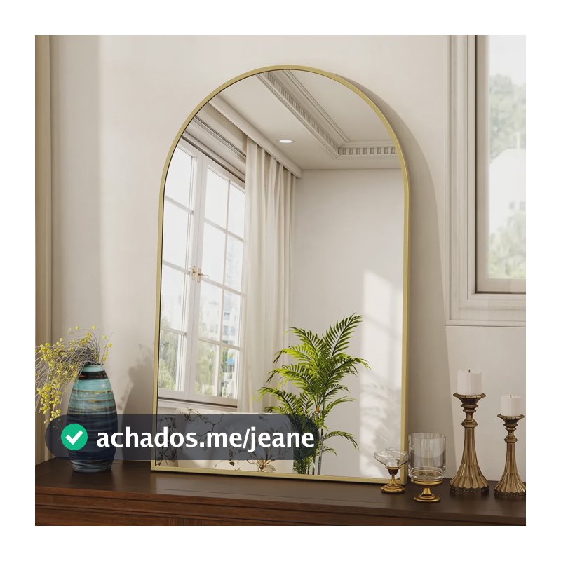 Espelho Banheiro Arqueado 60x40 Dourado Parede Alumínio Dourado
