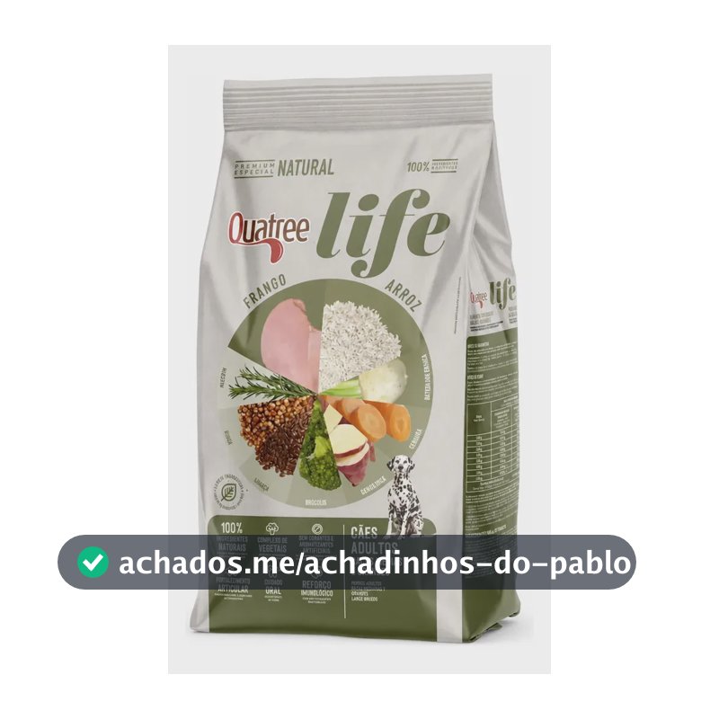 Alimento Quatree Life Premium Especial Quatree Life Cães Raças Médias e Grandes Para Cão Adulto