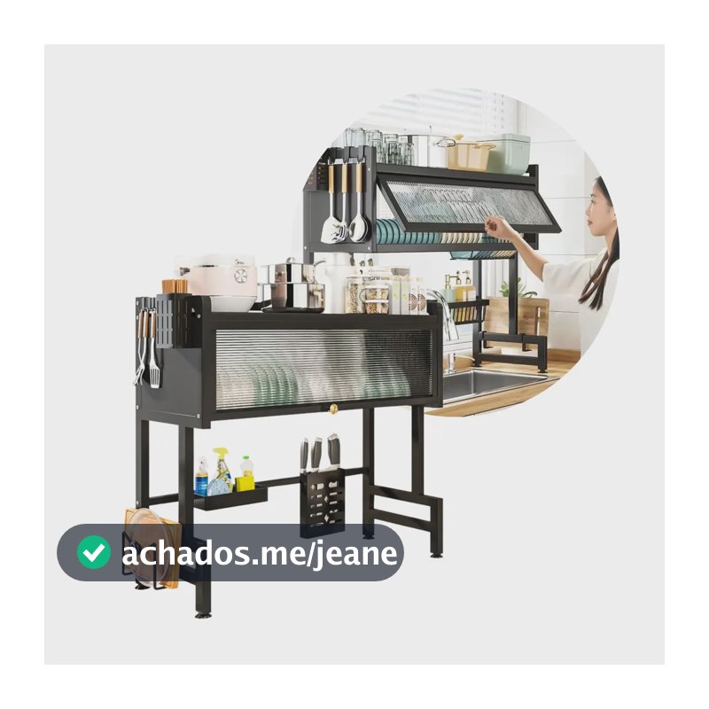Escorredor de Pratos Extensível Madock Variedades de Aço, com Tampa Articulada e Drenagem Automática de 108 cm