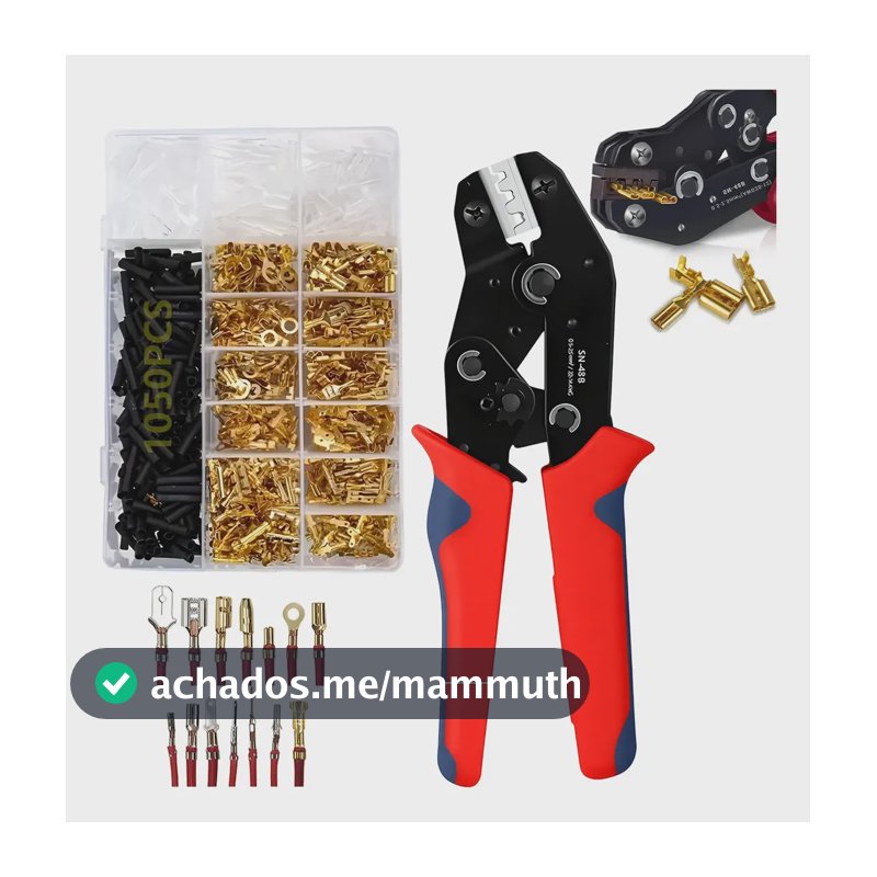 Kit Conector Terminal Genérico 1050un Com Alicate Crimpagem