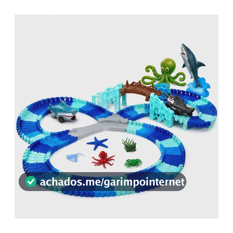 Pista Flexível De Carrinho Tubarão Brinquedo Menino Carrinho Pista Montar 228 Peças