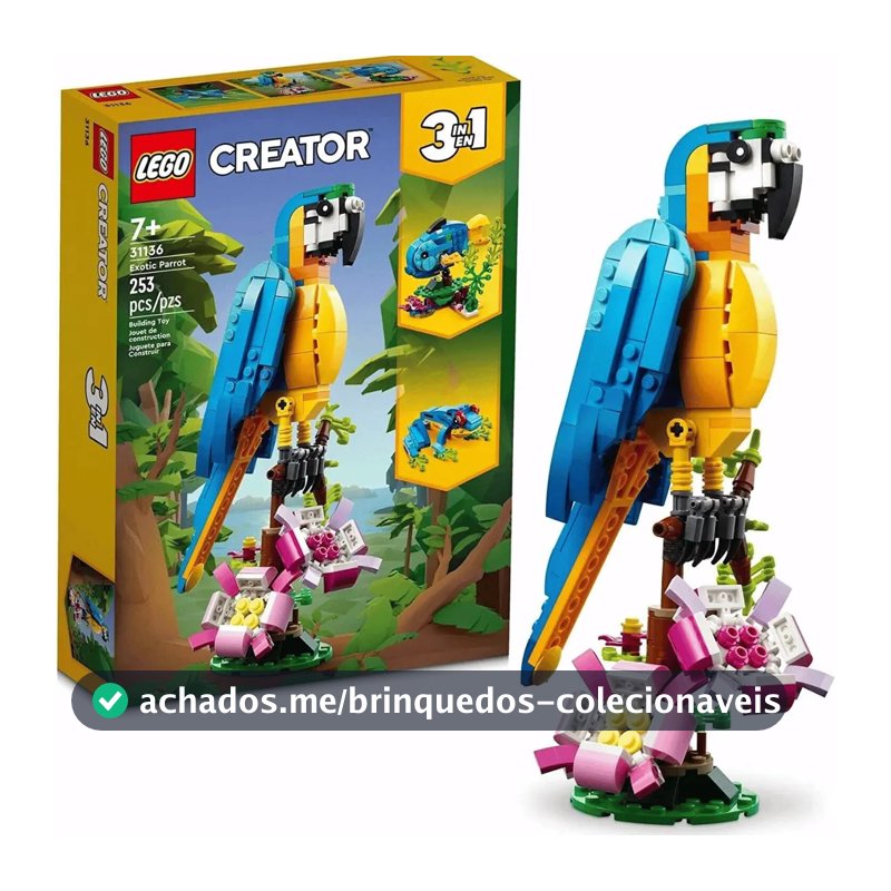 Lego Creator 3 em 1 Exotic Parrot 31136 253 peças na caixa