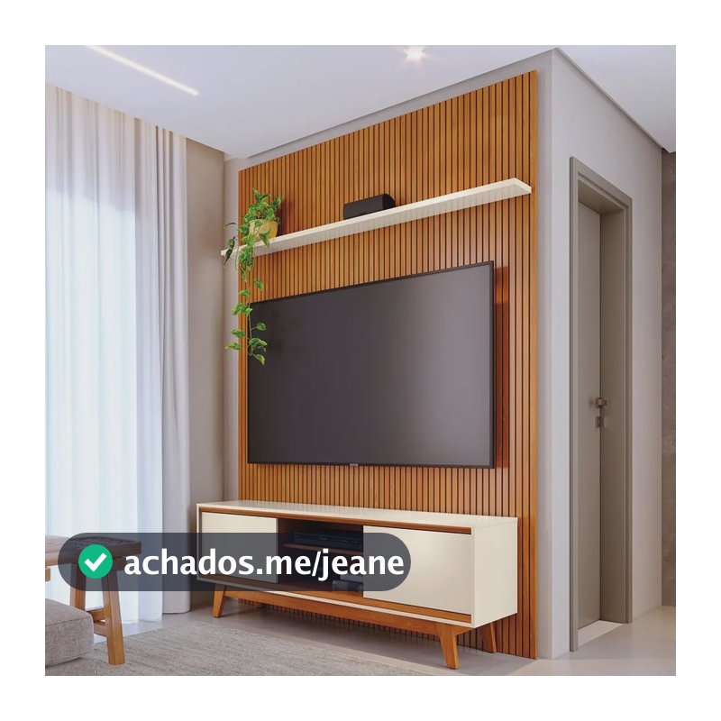 Rack com Painel Ripado Madetec Milo para TV até 65'' Cinamomo/Off White