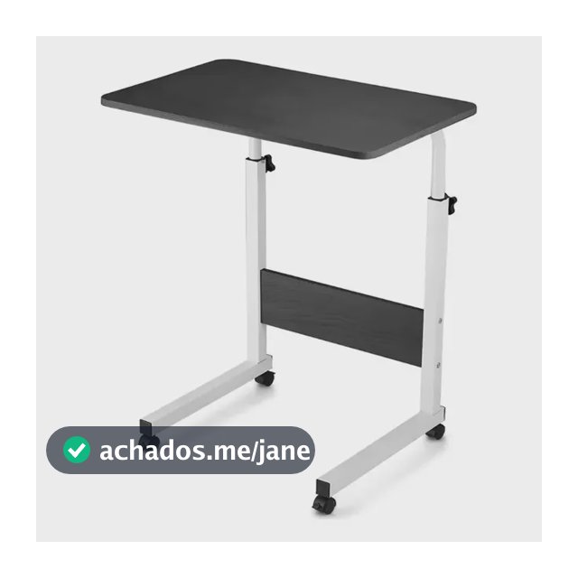Mesa Lateral Ergonômica Multiuso Com Altura Regulavel E Rodinhas Mesinha Notebook Laptop Cama Sofá Ajustavel Cor preto Luvinco