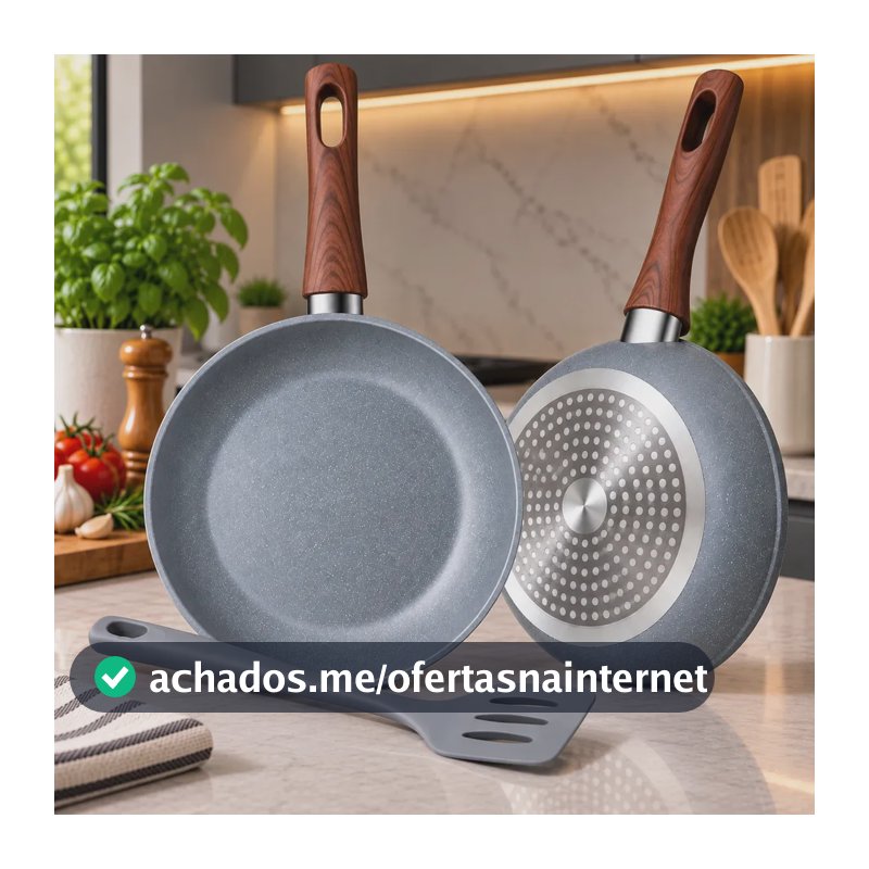 Frigideira Antiaderente Cerâmica de 24cm com Espátula De Silicone para Indução e Fogão a Gás Elétrico