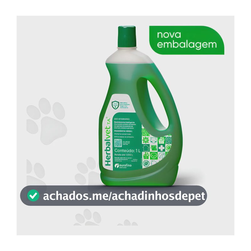 Herbalvet T.a. 1 Litro Ourofino Desinfetante Bactericida Pet Ervas